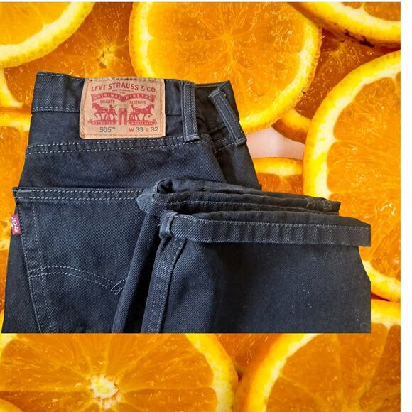 Levi's 505 Black Straight Leg Jeans‎ Size 33x32 - Picture 2 of 5